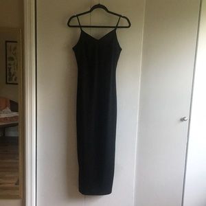 Black Floor-Length Strappy Slip Dress